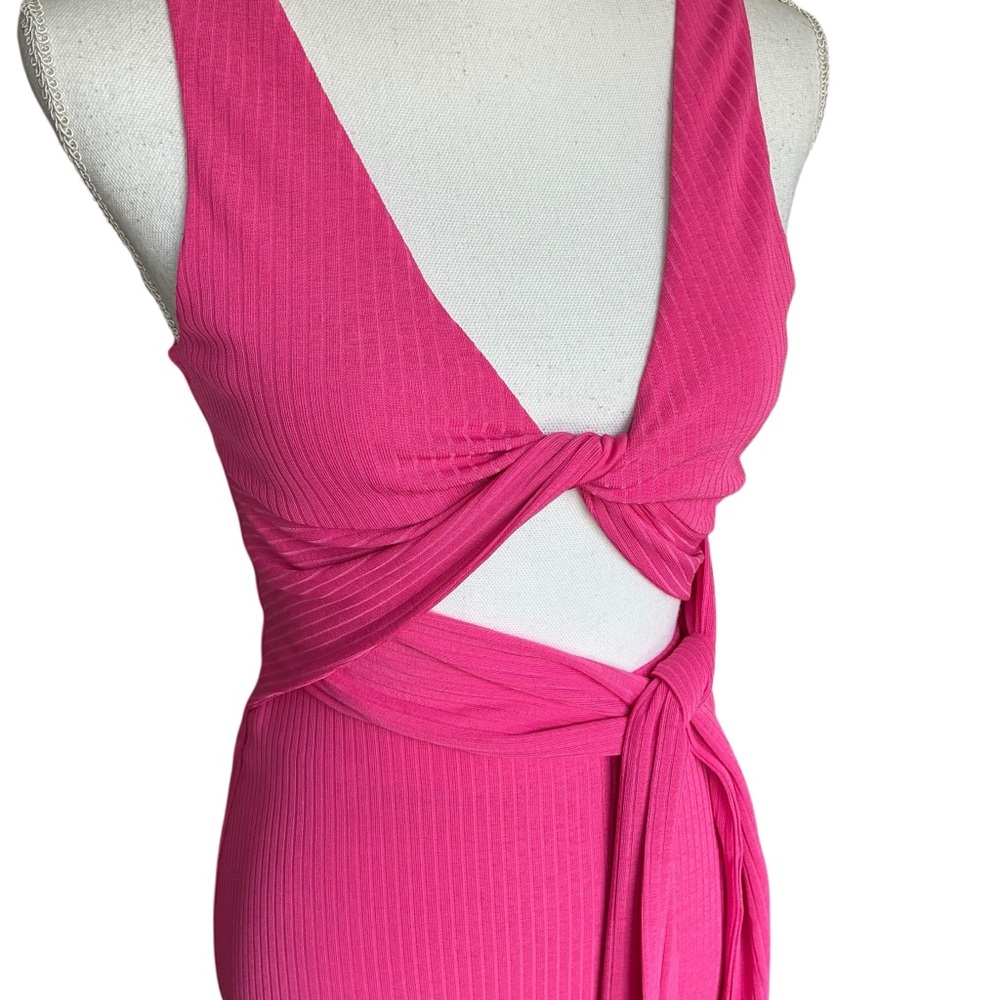 Significant Other Pink Cutout Maxi Dress | Ribbed Tie Waist | Chic Summer - Picture 4 of 10